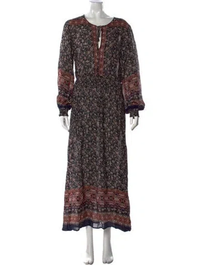 Pre-owned Astr Floral Print Long Dress In Black