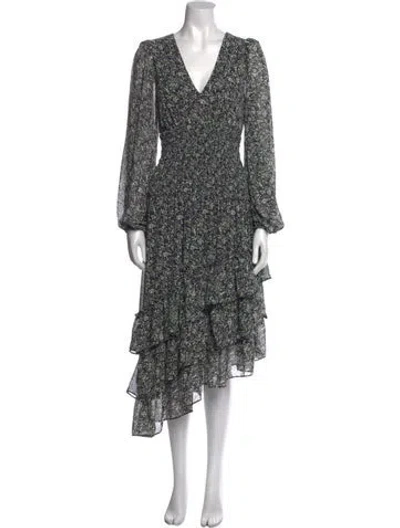 Pre-owned Astr Floral Print Long Dress In Black