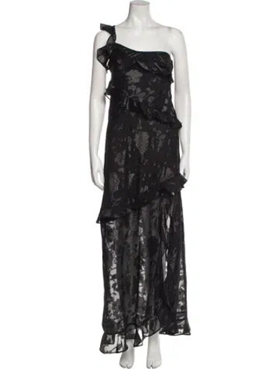 Pre-owned Astr Floral Print Long Dress In Black