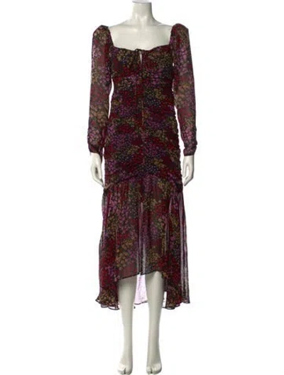 Pre-owned Astr Floral Print Long Dress In Black