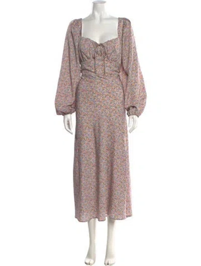 Pre-owned Astr Floral Print Long Dress In Black