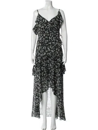 Pre-owned Astr Floral Print Long Dress In Black
