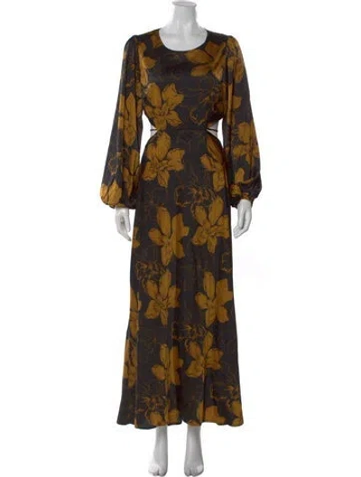 Pre-owned Astr Floral Print Long Dress In Black