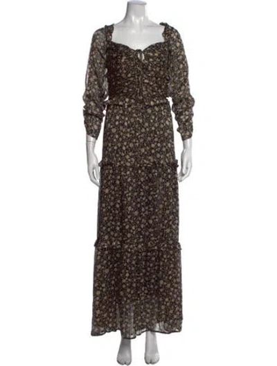 Pre-owned Astr Floral Print Long Dress In Black