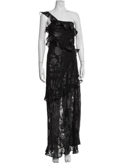 Pre-owned Astr Floral Print Long Dress In Black