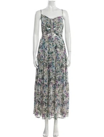 Pre-owned Astr Floral Print Long Dress In Blue