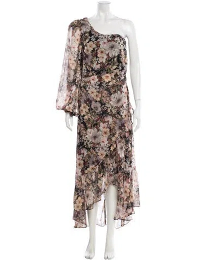 Pre-owned Astr Floral Print Long Dress In Blue