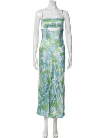 Pre-owned Astr Floral Print Long Dress In Blue