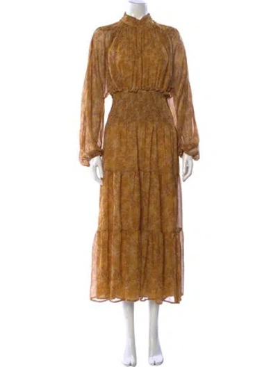 Pre-owned Astr Floral Print Long Dress In Brown