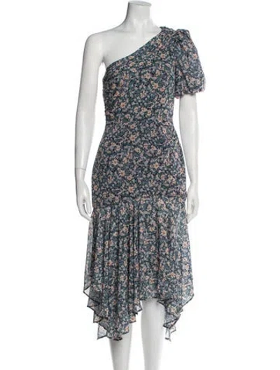 Pre-owned Astr Floral Print Long Dress In Green