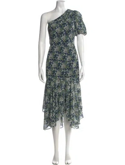 Pre-owned Astr Floral Print Long Dress In Green
