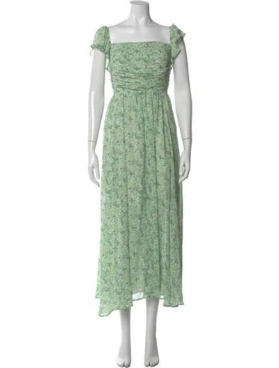 Pre-owned Astr Floral Print Long Dress In Green