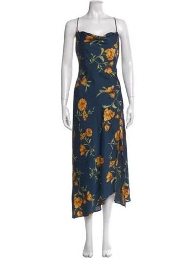 Pre-owned Astr Floral Print Long Dress In Green