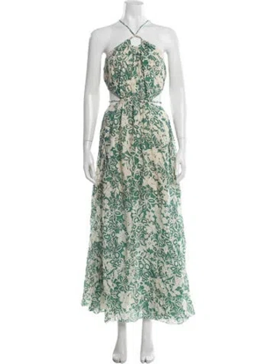 Pre-owned Astr Floral Print Long Dress In Green