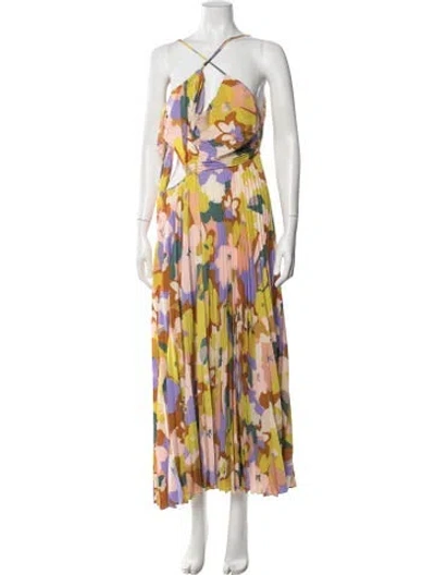 Pre-owned Astr Floral Print Long Dress In Green