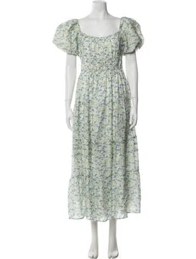 Pre-owned Astr Floral Print Long Dress In Green