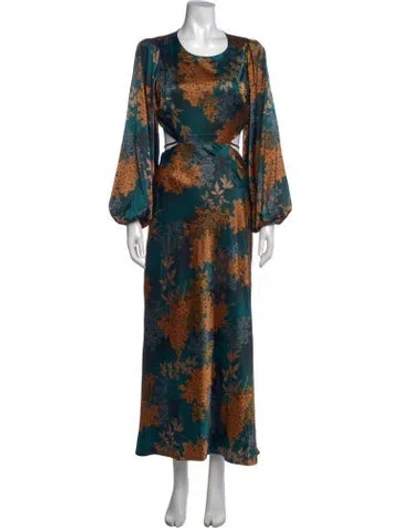 Pre-owned Astr Floral Print Long Dress In Green