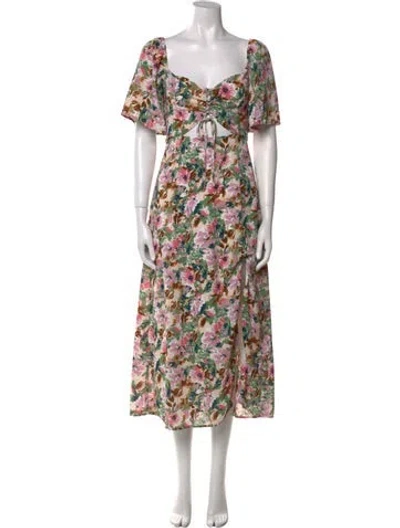 Pre-owned Astr Floral Print Long Dress In Multi