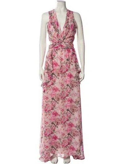 Pre-owned Astr Floral Print Long Dress In Multi