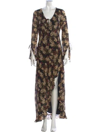 Pre-owned Astr Floral Print Long Dress In Multi