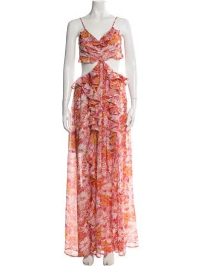 Pre-owned Astr Floral Print Long Dress In Multi