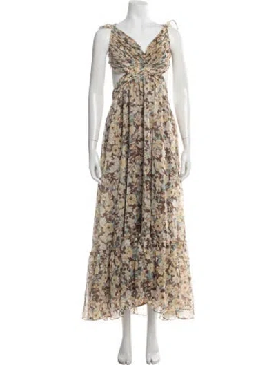 Pre-owned Astr Floral Print Long Dress In Multi
