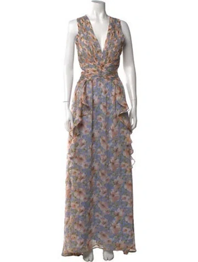 Pre-owned Astr Floral Print Long Dress In Multi