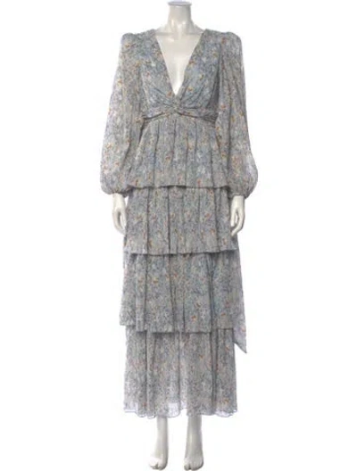 Pre-owned Astr Floral Print Long Dress In Multicolor