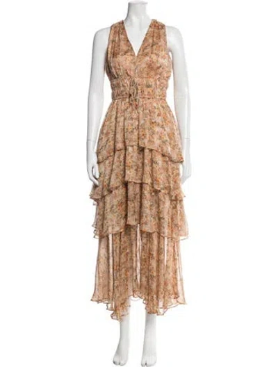 Pre-owned Astr Floral Print Long Dress In Multicolor