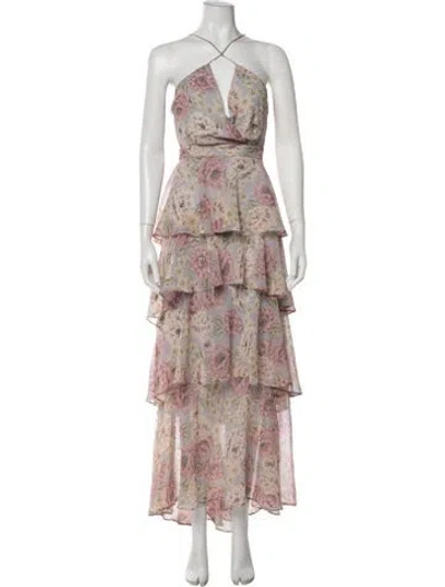 Pre-owned Astr Floral Print Long Dress In Multicolor