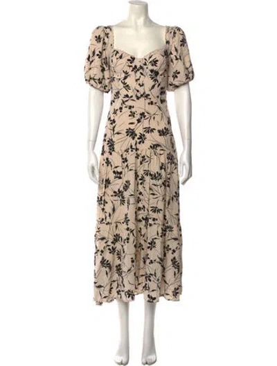 Pre-owned Astr Floral Print Long Dress In Neutral