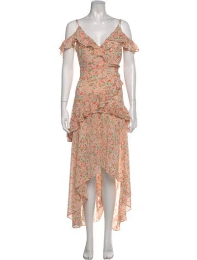 Pre-owned Astr Floral Print Long Dress In Neutral