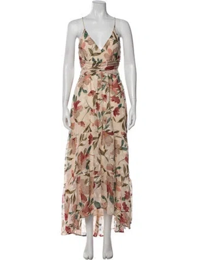 Pre-owned Astr Floral Print Long Dress In Neutral