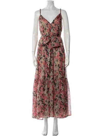Pre-owned Astr Floral Print Long Dress In Neutral