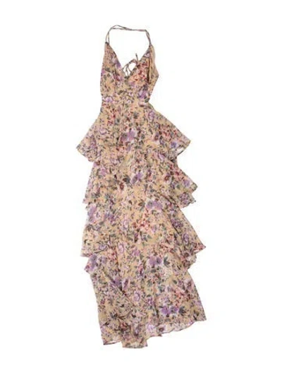 Pre-owned Astr Floral Print Long Dress In Neutrals