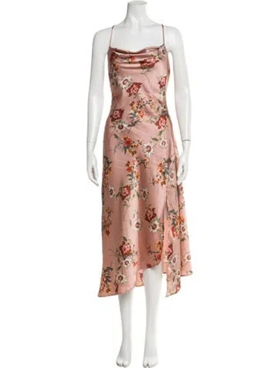 Pre-owned Astr Floral Print Long Dress In Pink