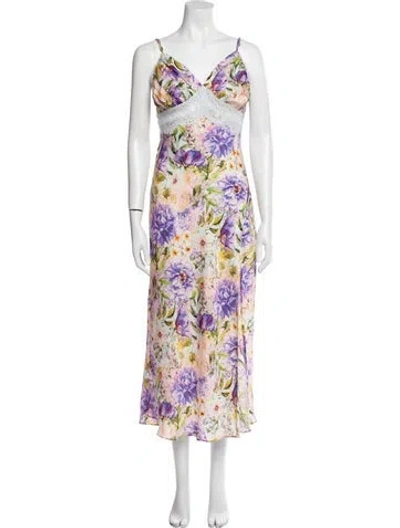 Pre-owned Astr Floral Print Long Dress In Pink