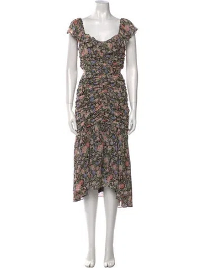 Pre-owned Astr Floral Print Long Dress In Pink
