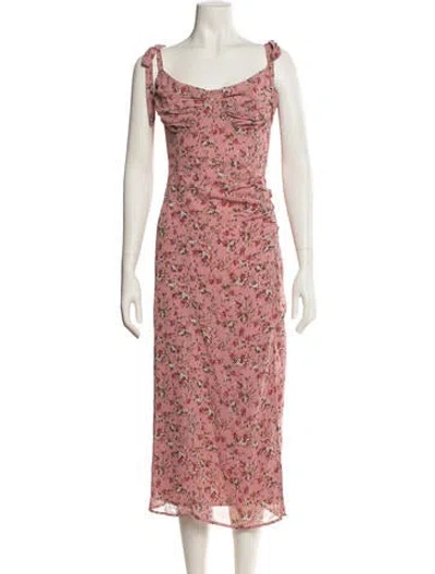 Pre-owned Astr Floral Print Long Dress In Pink
