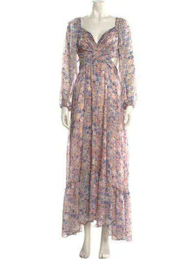 Pre-owned Astr Floral Print Long Dress In Pink