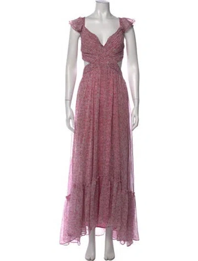 Pre-owned Astr Floral Print Long Dress In Pink