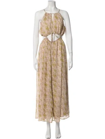 Pre-owned Astr Floral Print Long Dress In Pink