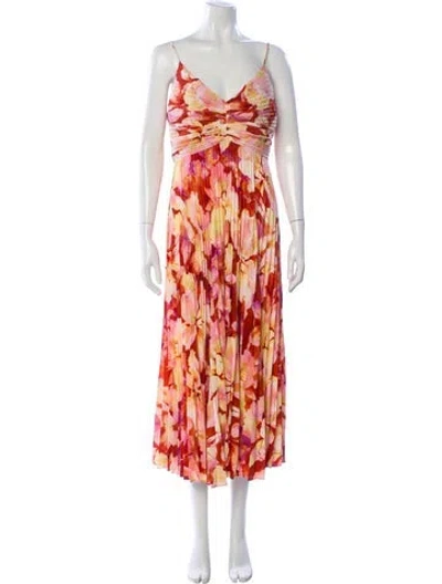 Pre-owned Astr Floral Print Long Dress In Pink