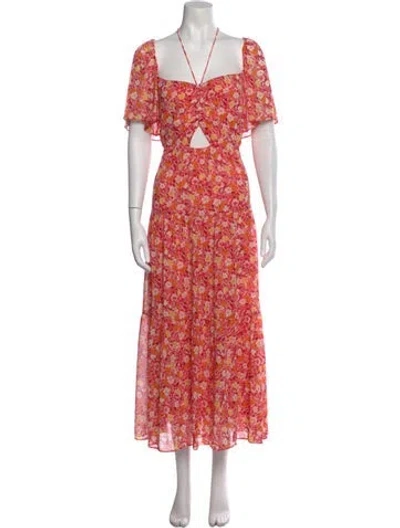 Pre-owned Astr Floral Print Long Dress In Pink