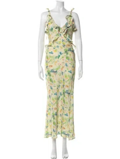 Pre-owned Astr Floral Print Long Dress In Pink