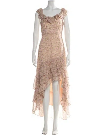 Pre-owned Astr Floral Print Long Dress In Pink