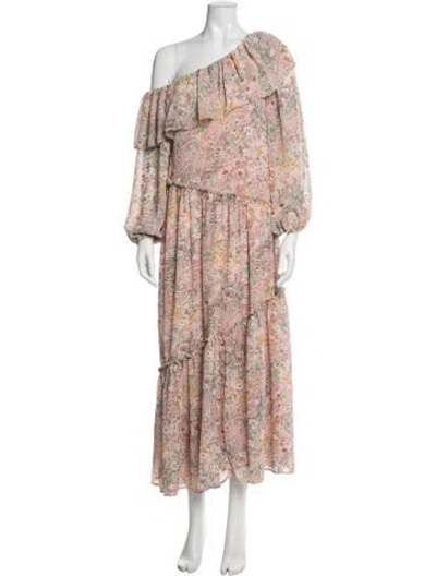 Pre-owned Astr Floral Print Long Dress In Pink
