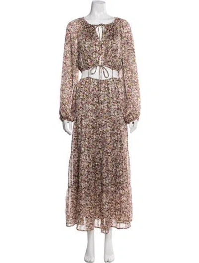 Pre-owned Astr Floral Print Long Dress In Pink