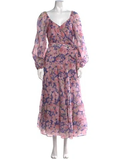 Pre-owned Astr Floral Print Long Dress In Pink