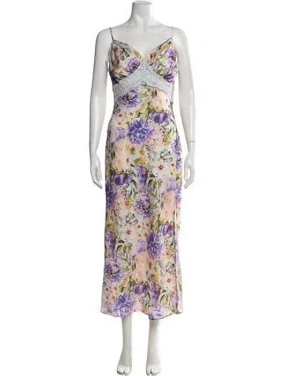 Pre-owned Astr Floral Print Long Dress In Pink
